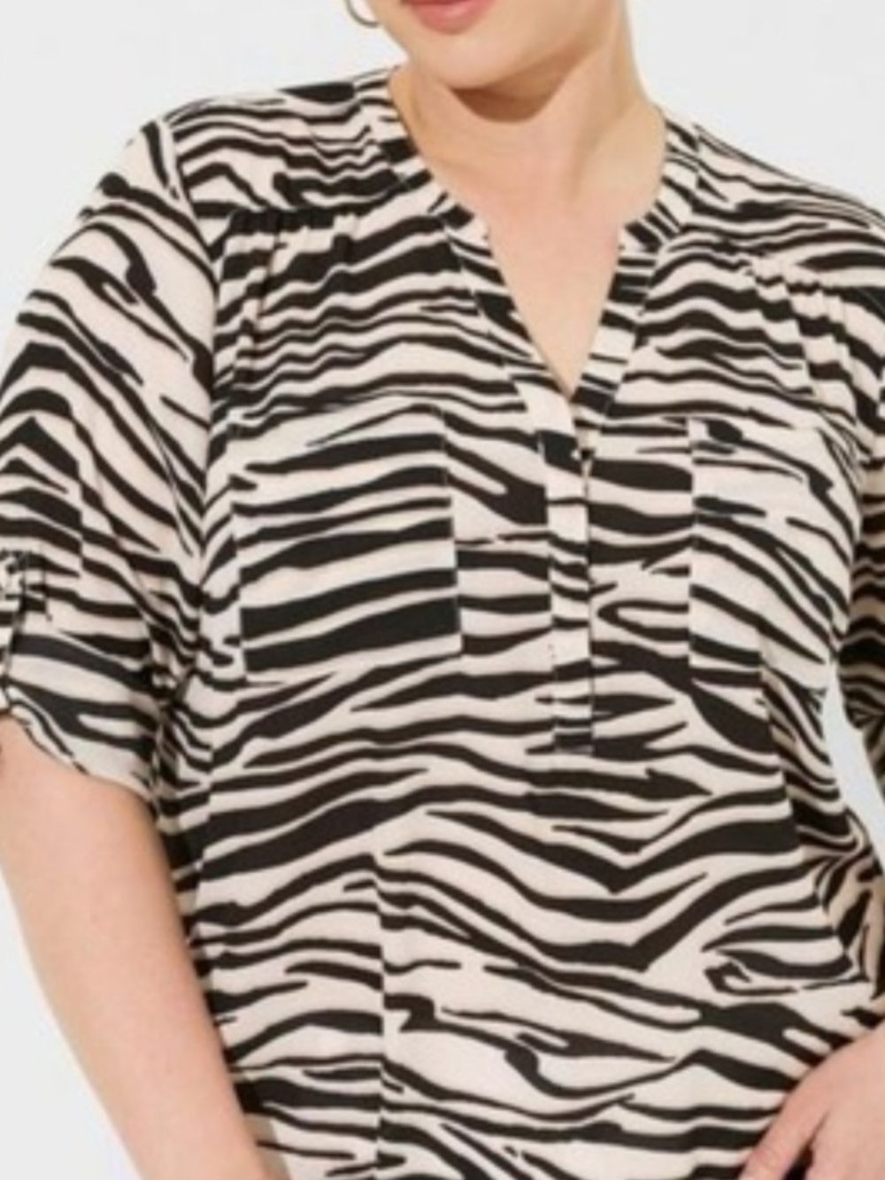 Torrid Harper Black & White Zebra-Print V-Neck Blouse 3X